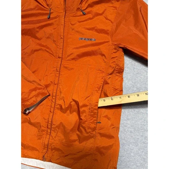 Patagonia Mens Orange Ripstop Nylon Hooded Rain Jacket Shell Small Waterproof